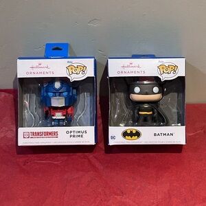 Funko Pop! Transformers Optimus Prime & Batman Hallmark Ornaments Bundle